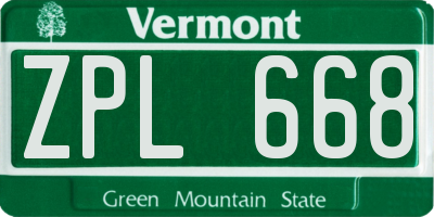 VT license plate ZPL668