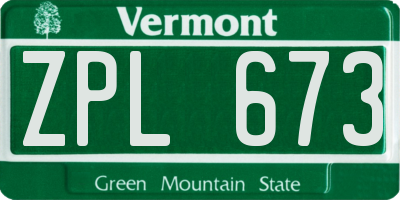 VT license plate ZPL673