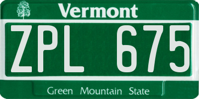 VT license plate ZPL675