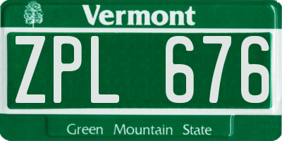 VT license plate ZPL676