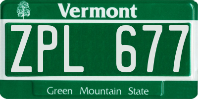 VT license plate ZPL677