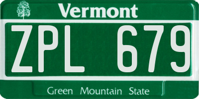 VT license plate ZPL679