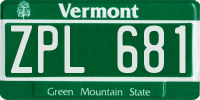 VT license plate ZPL681