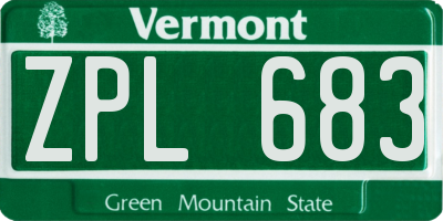VT license plate ZPL683