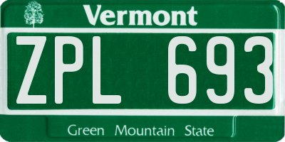 VT license plate ZPL693