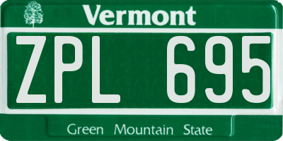 VT license plate ZPL695