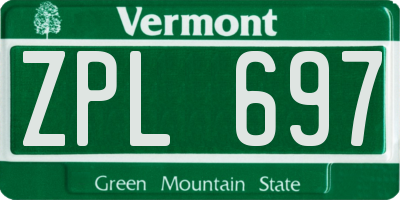 VT license plate ZPL697