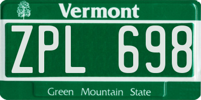 VT license plate ZPL698