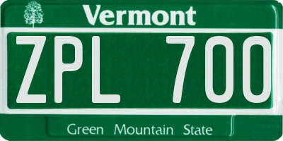 VT license plate ZPL700