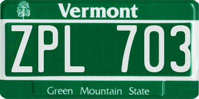 VT license plate ZPL703