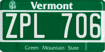 VT license plate ZPL706