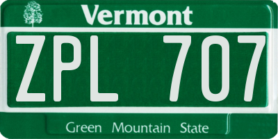 VT license plate ZPL707