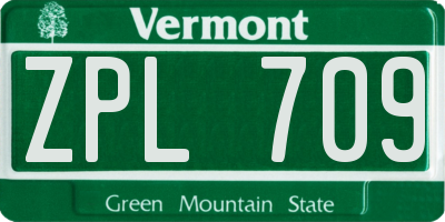 VT license plate ZPL709