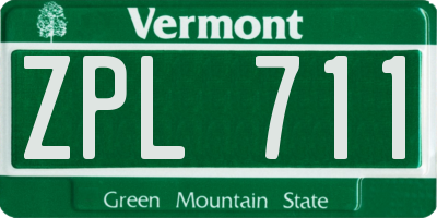 VT license plate ZPL711