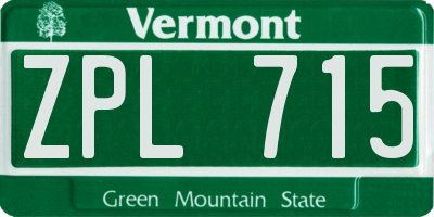 VT license plate ZPL715