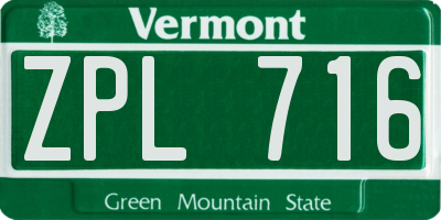 VT license plate ZPL716