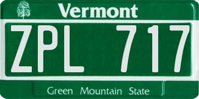 VT license plate ZPL717