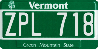 VT license plate ZPL718