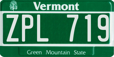 VT license plate ZPL719