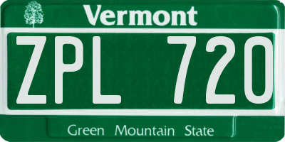 VT license plate ZPL720