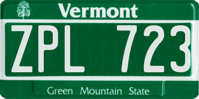 VT license plate ZPL723