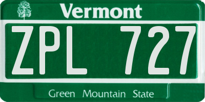VT license plate ZPL727