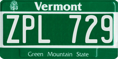 VT license plate ZPL729