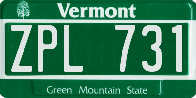VT license plate ZPL731