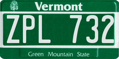 VT license plate ZPL732