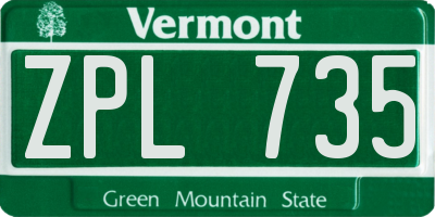 VT license plate ZPL735