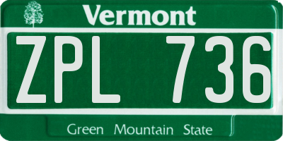 VT license plate ZPL736