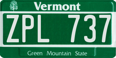 VT license plate ZPL737