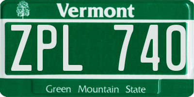 VT license plate ZPL740
