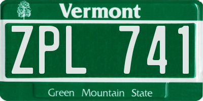 VT license plate ZPL741