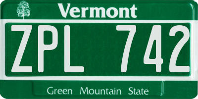 VT license plate ZPL742