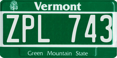VT license plate ZPL743