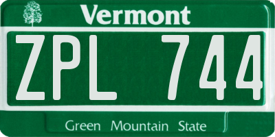 VT license plate ZPL744
