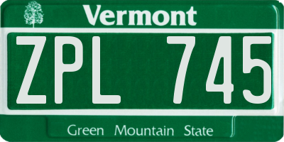 VT license plate ZPL745