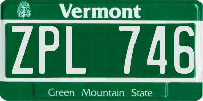 VT license plate ZPL746
