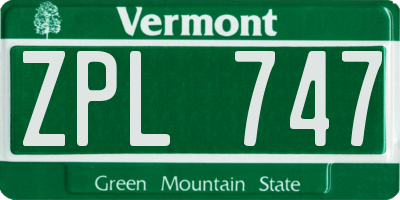 VT license plate ZPL747