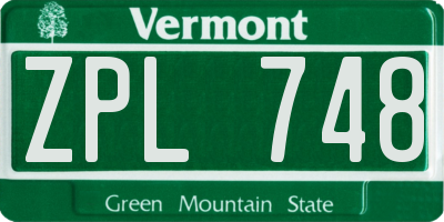 VT license plate ZPL748
