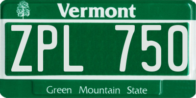 VT license plate ZPL750