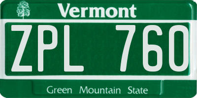 VT license plate ZPL760