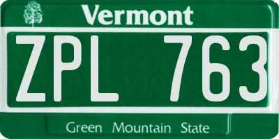 VT license plate ZPL763