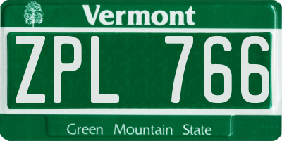 VT license plate ZPL766