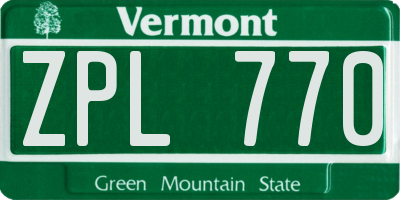 VT license plate ZPL770