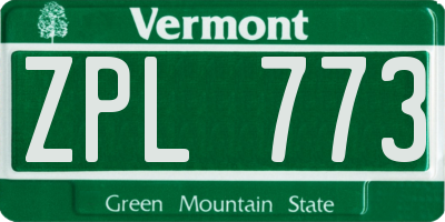 VT license plate ZPL773