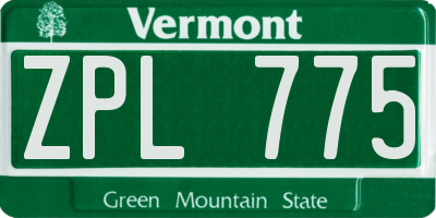 VT license plate ZPL775