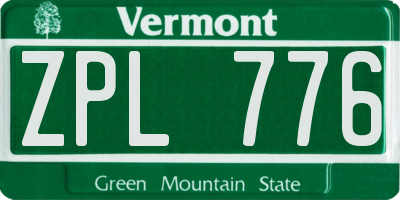 VT license plate ZPL776