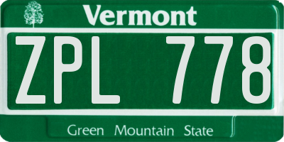VT license plate ZPL778